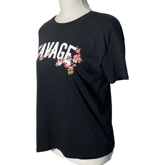 MODERN LUX “Savage” Floral Graphic tee, Black , Size XS - Picture 2 of 5